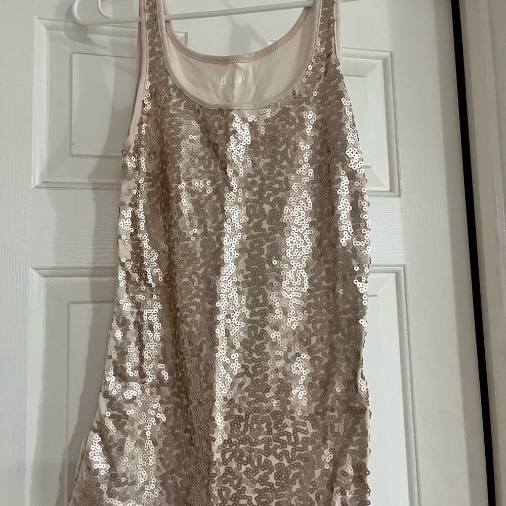 Champagne sequin tank top from Old Navy size m